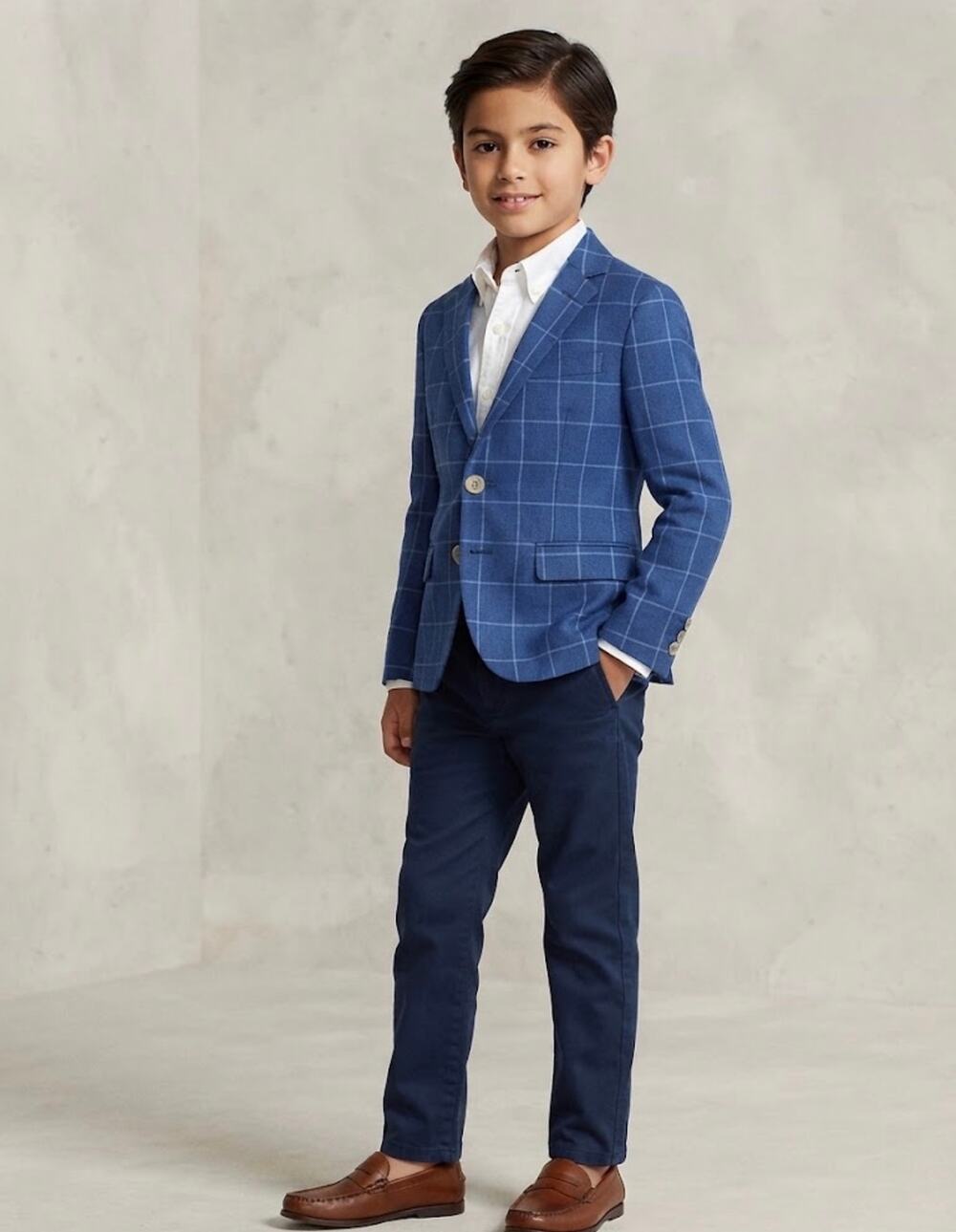 Boys Lauren Ralph Lauren navy light blue bloxbury blazer $140 sz 10R